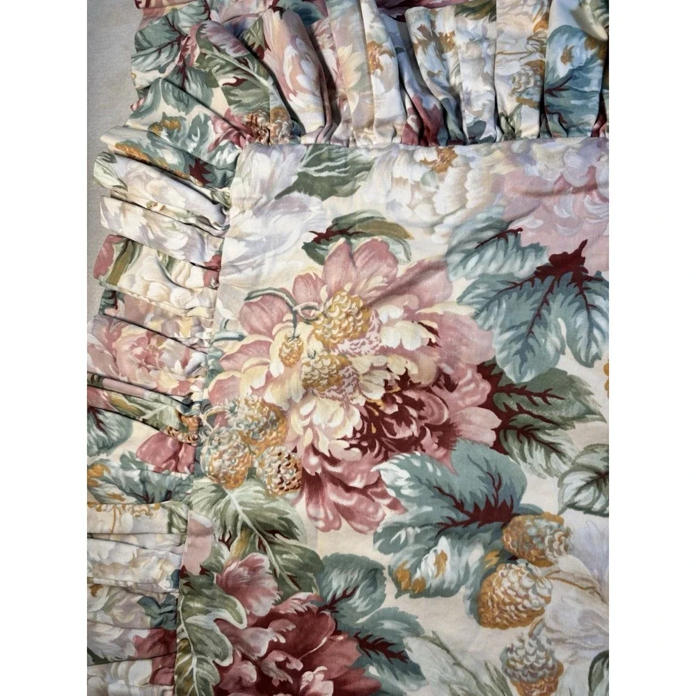 Vintage Waverly Ruffled Pillow Shams Standard 19x26 Multi Rose Floral Set of 2
